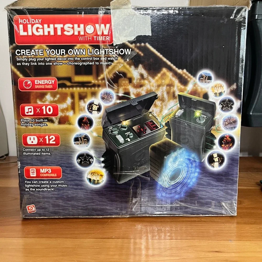 Gemmy Holiday Lightshow Music and Light Show Control Box System 12 Outlets 80232